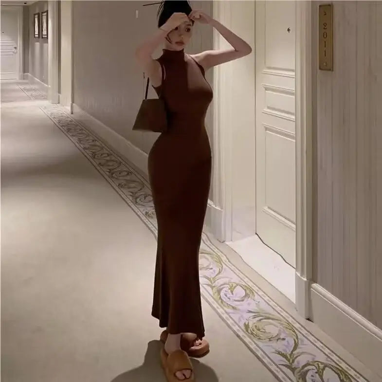 Elegant Turtleneck Knitted Bodycon Dress for Women