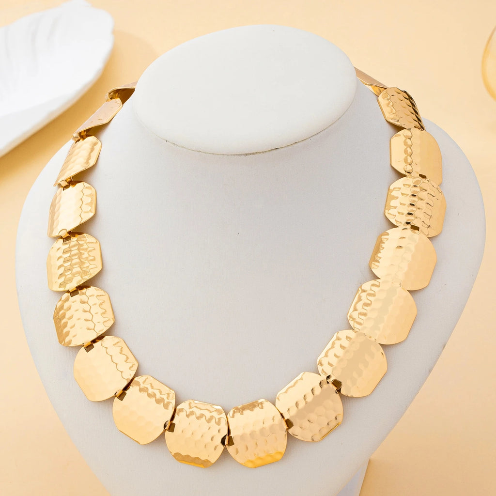 Geometric Round Metal Necklace for Women, Minimalist Style