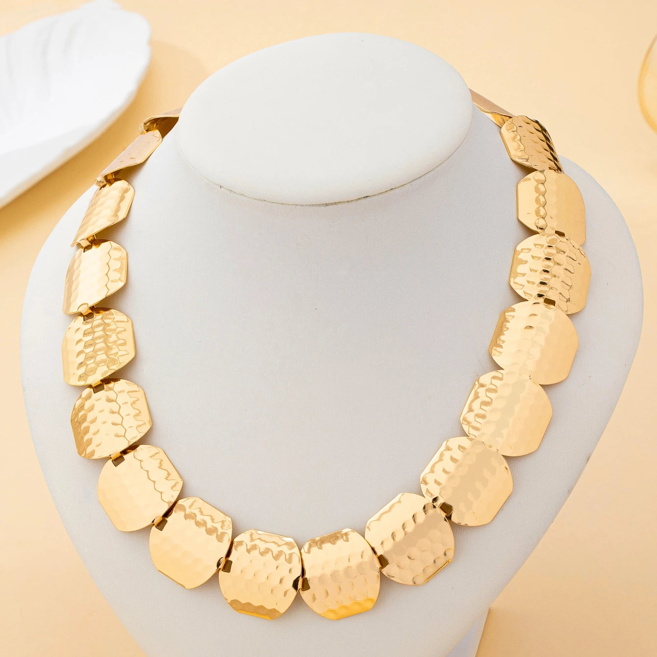 Geometric Round Metal Necklace for Women, Minimalist Style