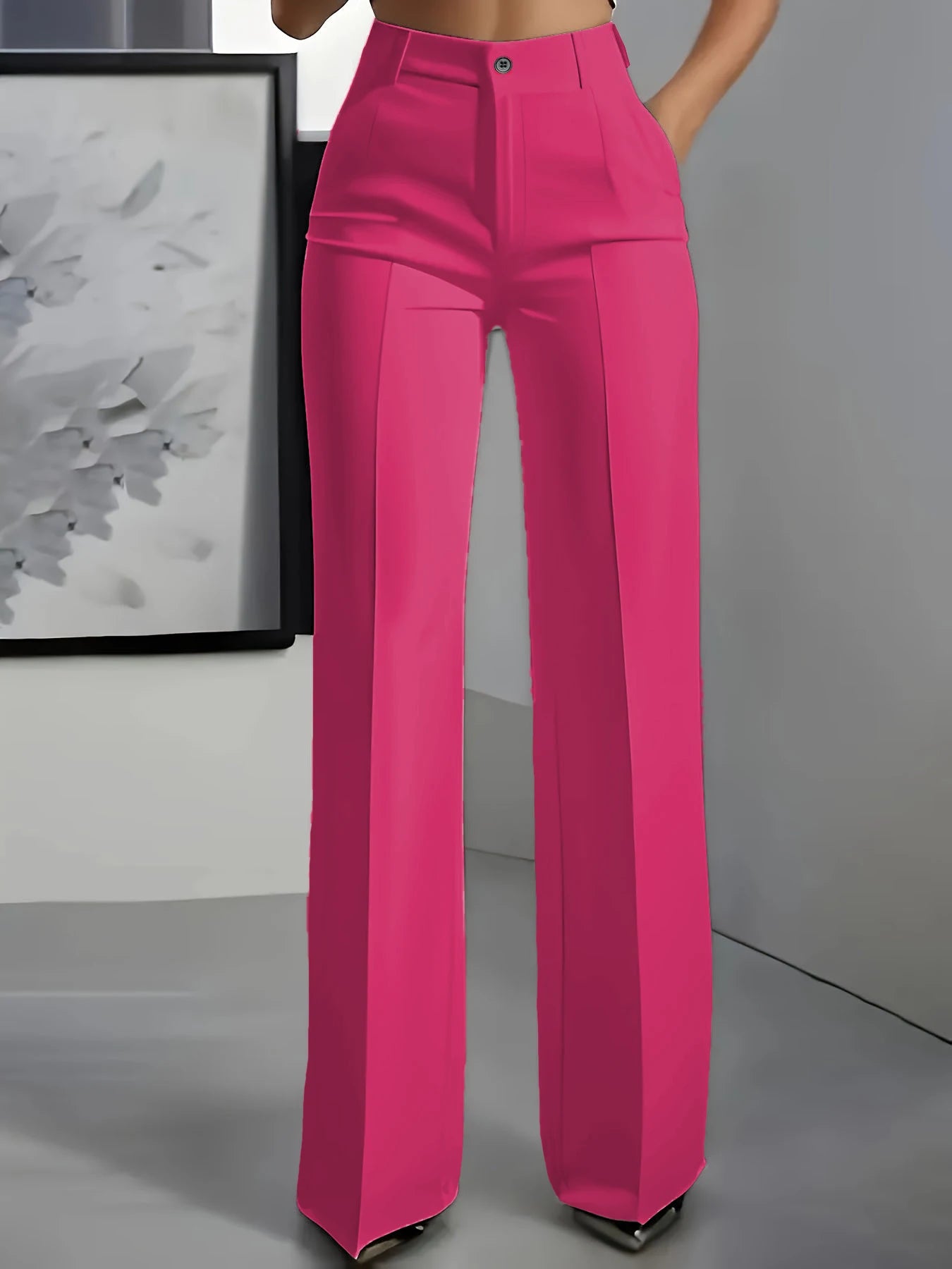 2026 Women's High-Waisted Draped Suit Pants in Solid Twill