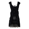 Chiffon Off Shoulder Ruffles Dress for Women in Black/White