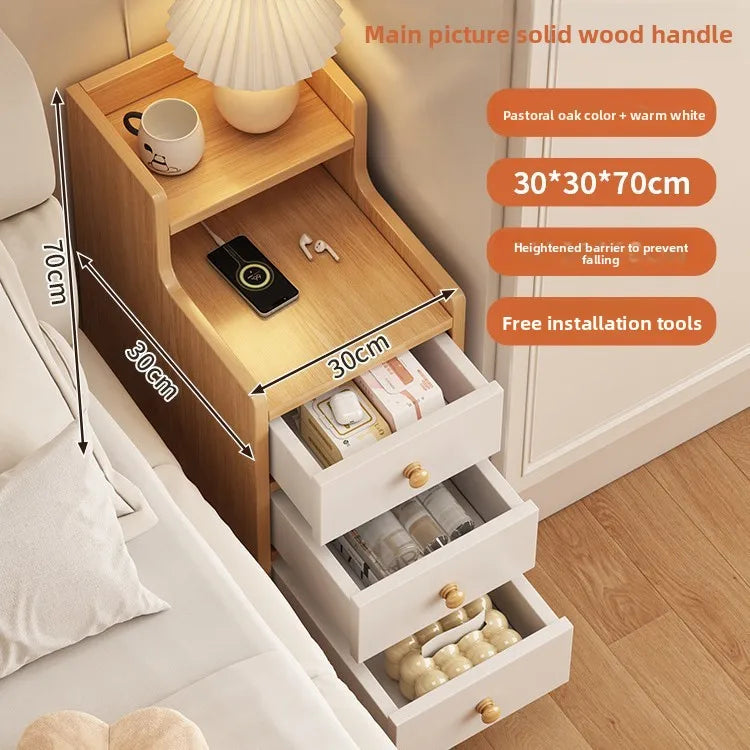 Modern Minimalist Narrow Bedside Table for Bedroom Use