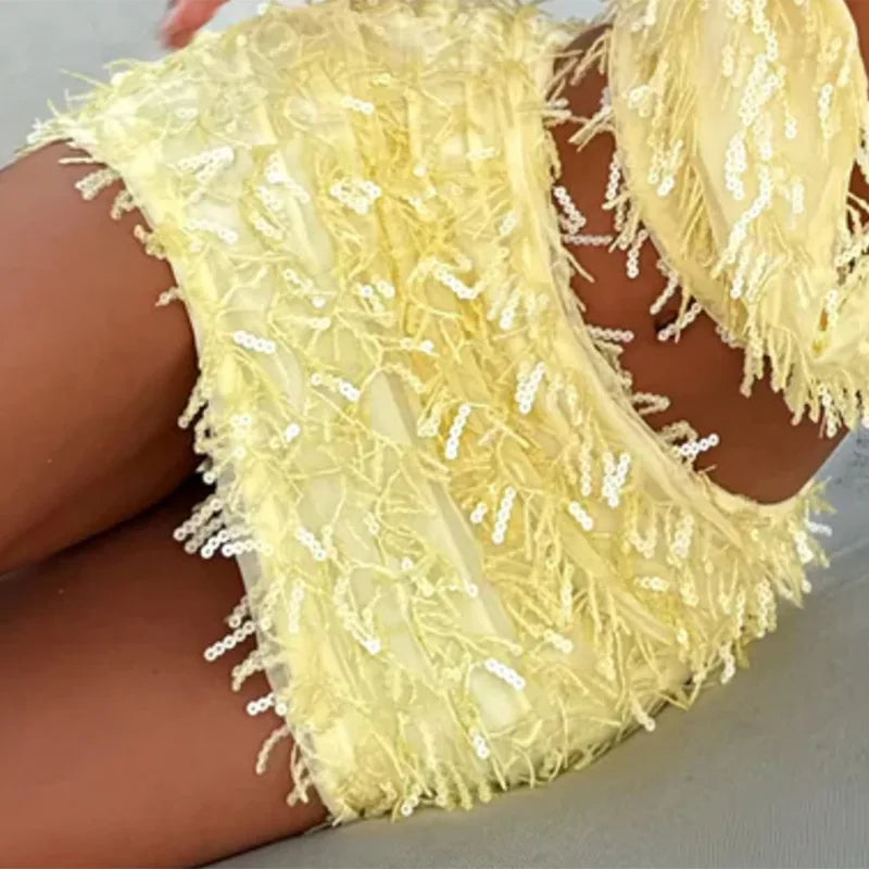 Chic Sequined Halter Skirt Set for Women Party Outfits