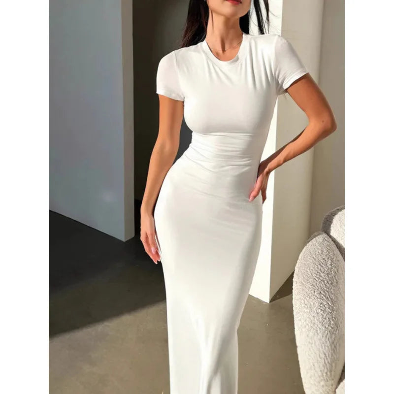 Elegant Floor-Length Women's Dress in Polyester Blend