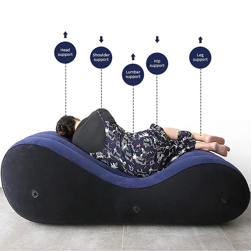 S-shaped Portable Inflatable Sofa Bed for Couples