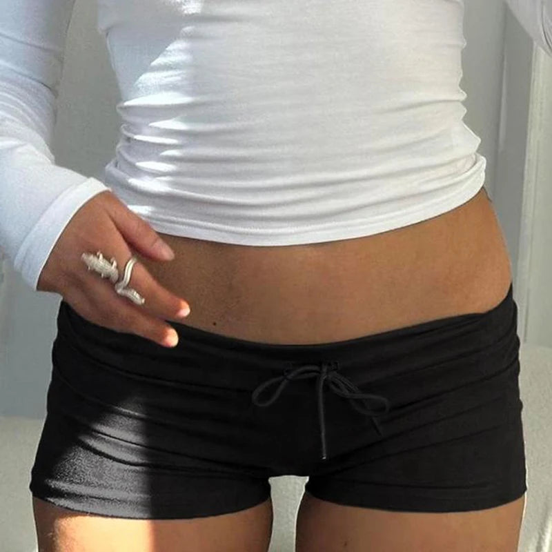 Vintage Y2K Harajuku Women Low Rise Lace Up Shorts