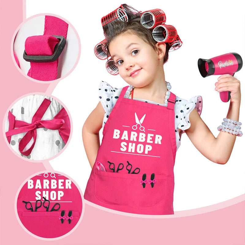 Girls' Play Hairdresser Kit with Accessories and Apron Set