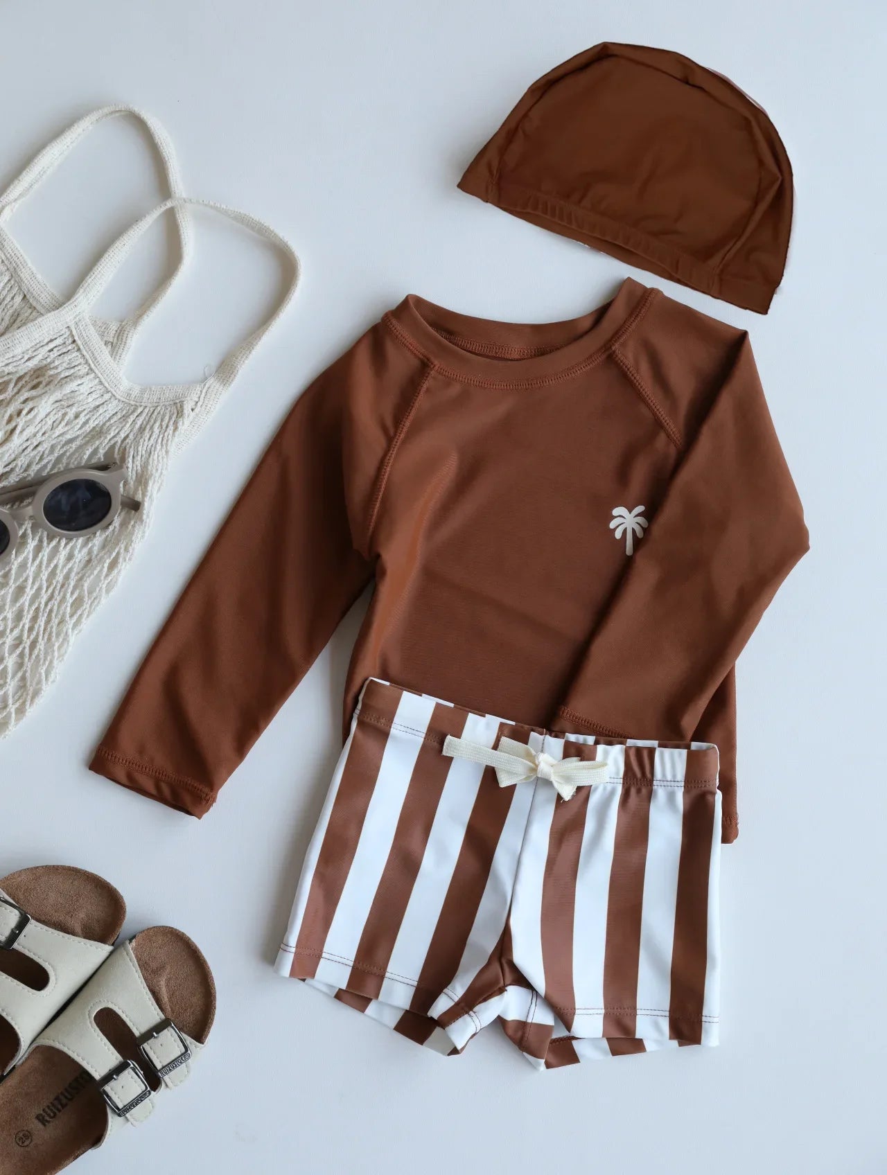 Boys Long Sleeve Swimwear Set for Summer Vacation Beach