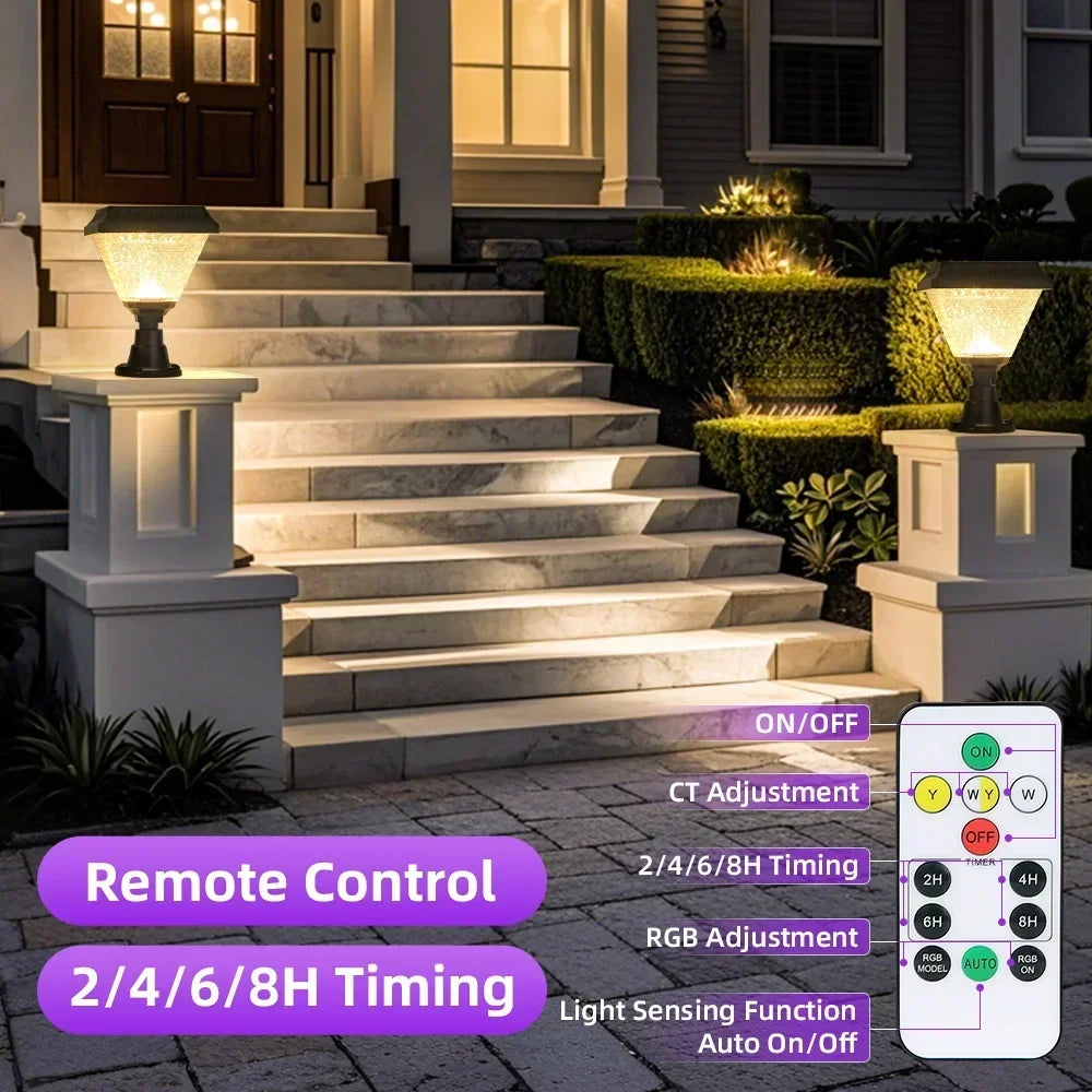 Black Solar Garden Lights with Remote Control for Outdoor Use