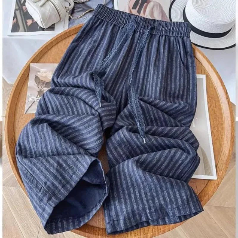 Breathable Cotton Linen Wide-leg Pants for Women