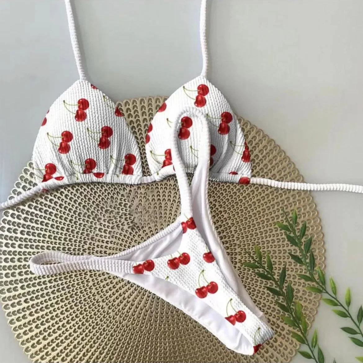 2024 Brazilian Bikini Women Suit with Cherry Print Design