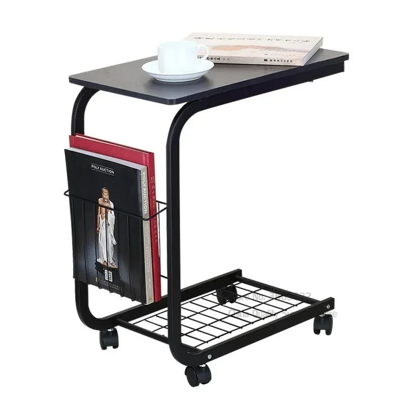 Modern Metal Living Room Table with Wheels and Storage