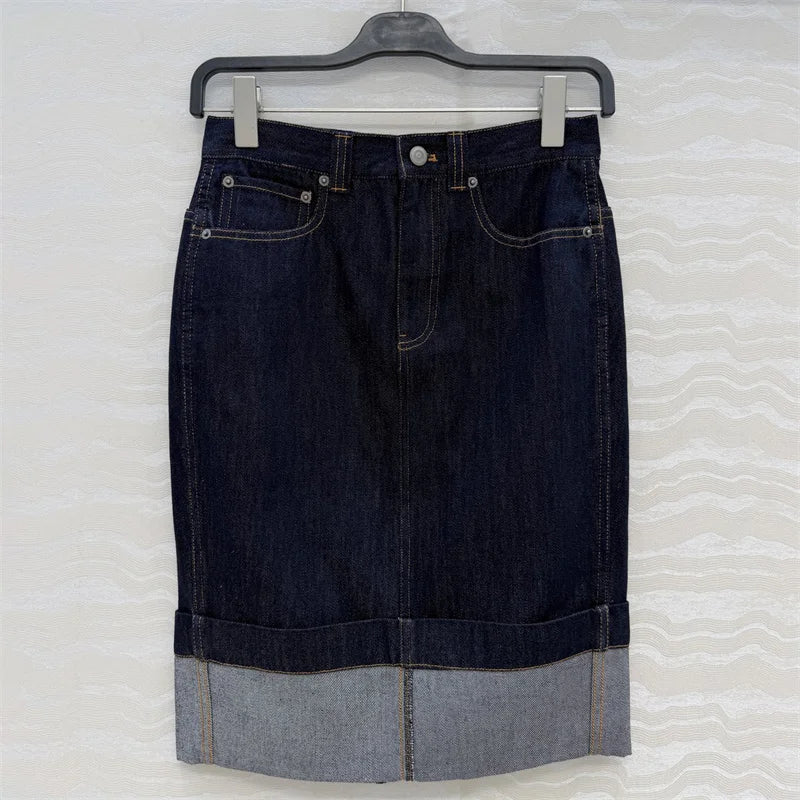 High Waisted Straight Tube Denim Skirt for Women