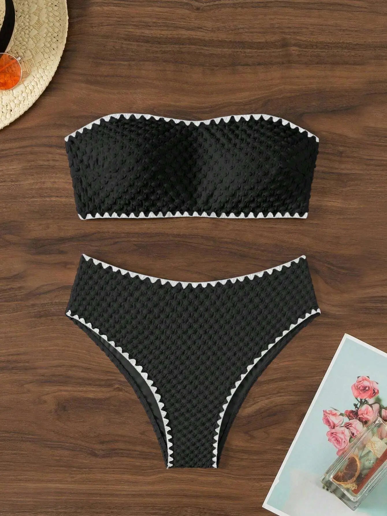 White 2 Piece Bandeau Swimsuit for Women by MALEY LifeStyle