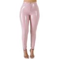 High Waist Faux Leather Skinny Leggings for Women