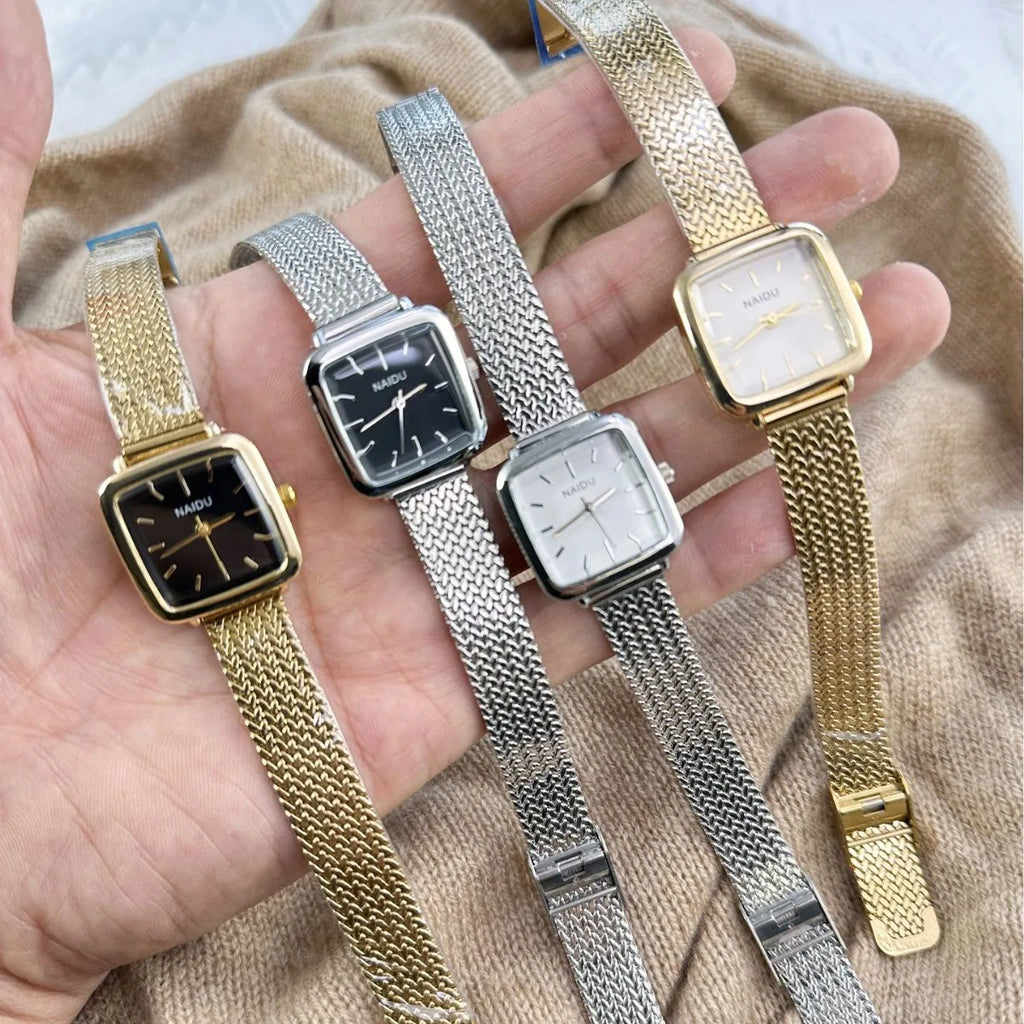 Elegant Women's Quartz Watch with Square Dial and Alloy Band