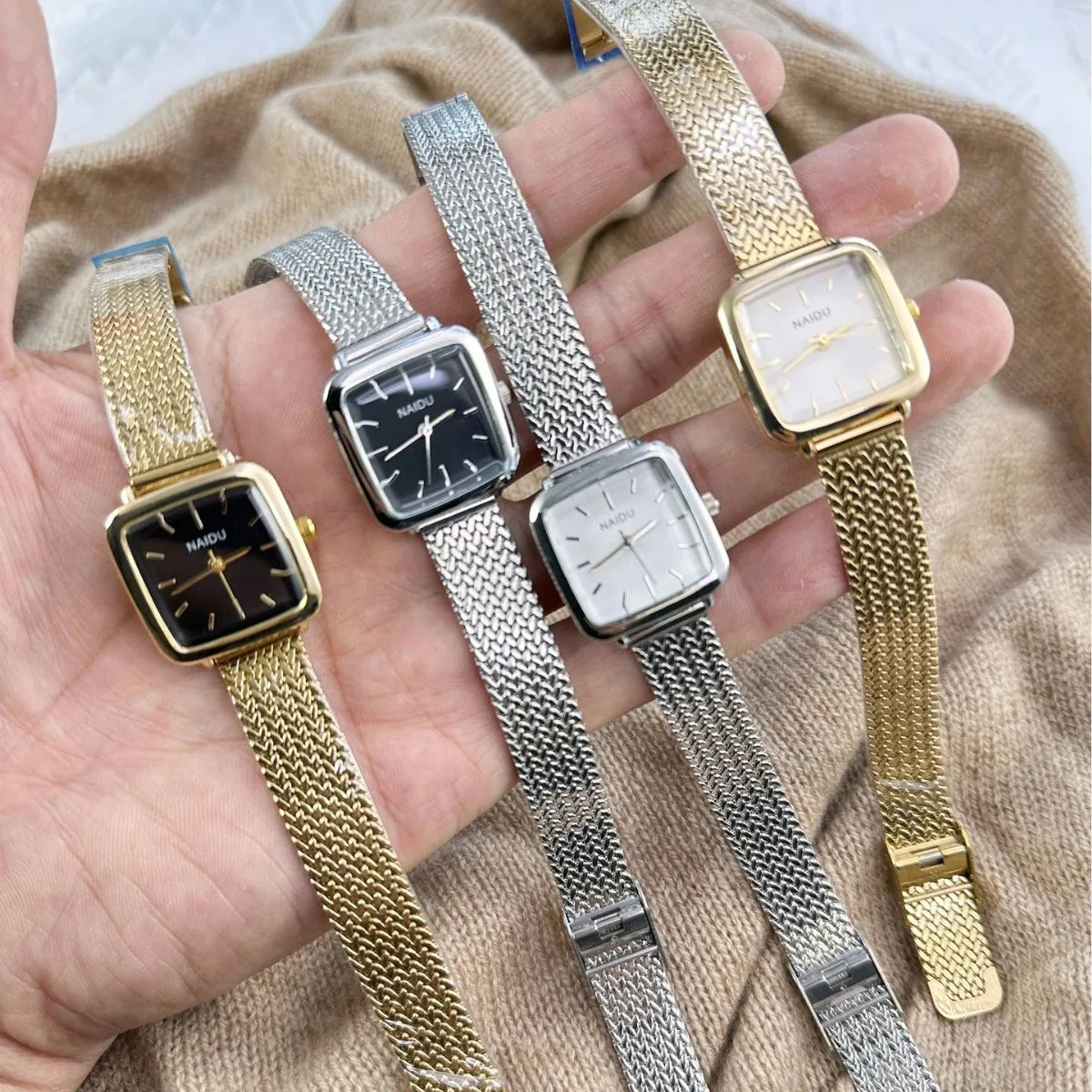 Elegant Women's Quartz Watch with Square Dial and Alloy Band