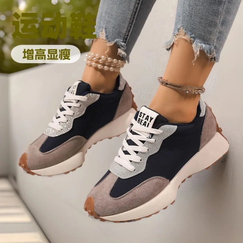 Women Lace Up Platform Sneakers for Autumn Walking
