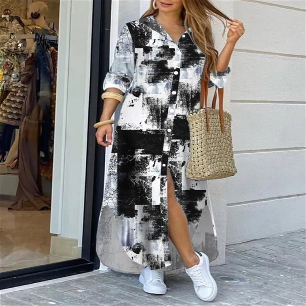 Literary Printing Long Shirt Skirt for Women by MALEY LifeStyle