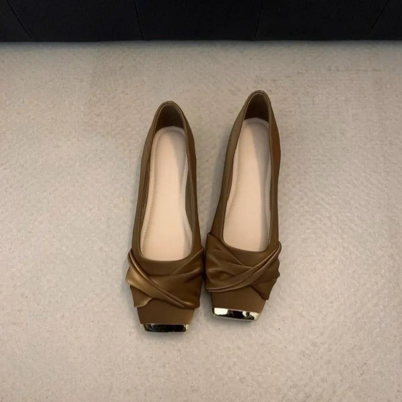XINGDIKU Women's Casual Slip-On Low Heels with Square Toe