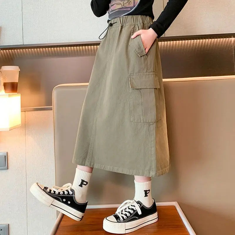 2025 Women's Casual Cargo Skirt for Tween Girls