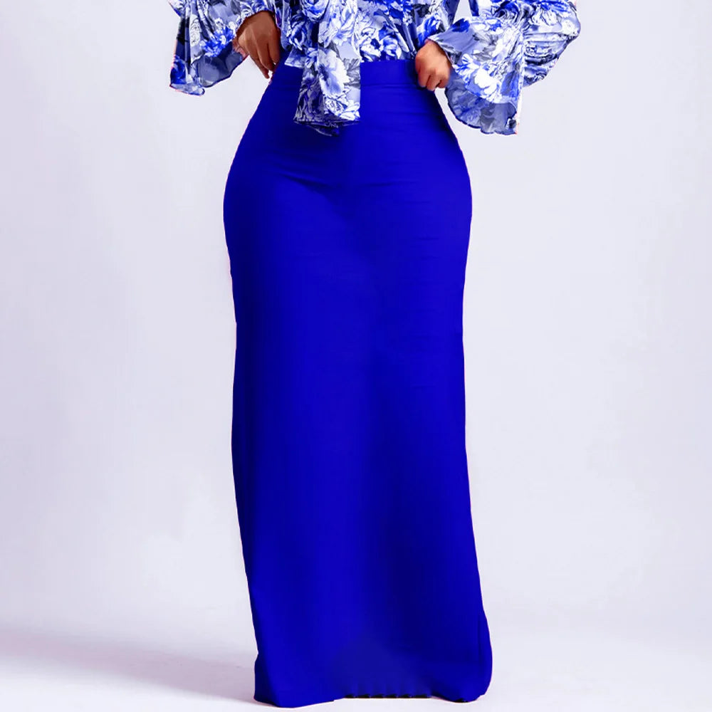 High Waisted Nylon Long Skirt for Women Elegant Floor Length