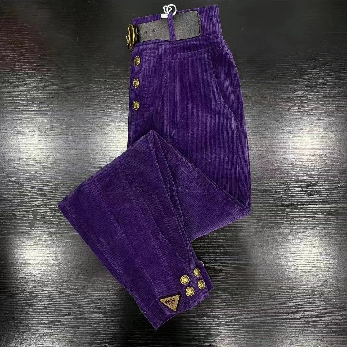 Women's Corduroy Harem Pants in Solid Color for Casual Wear