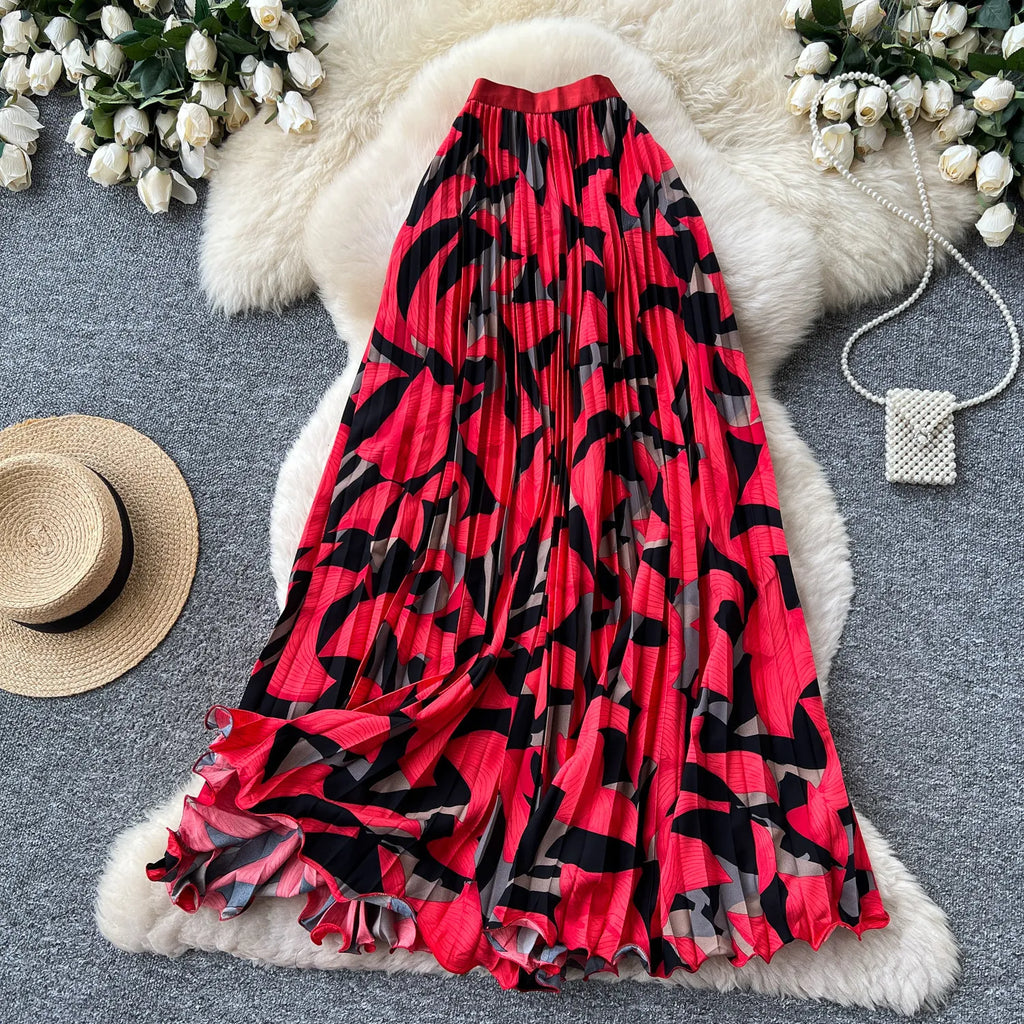Elegant A-Line Mid Length Skirt for Women in Polyester