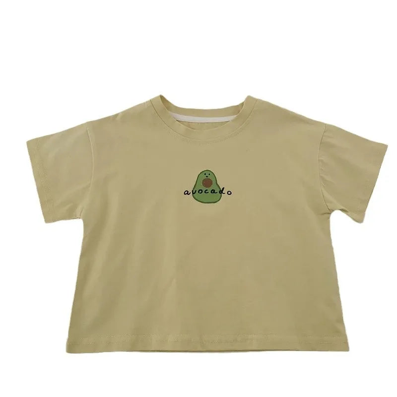 MILANCEL Summer Kids Cartoon Avocado T-Shirt for Boys and Girls