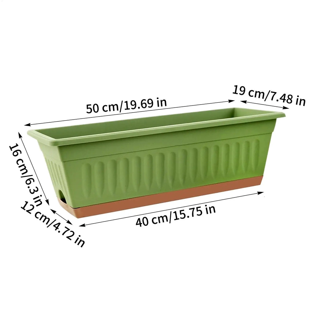 Rectangle Plastic Flower Planter Set for Indoor and Outdoor Use