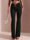 High Waist Sequin Pants for Women - Slim Fit Black Evening Trousers
