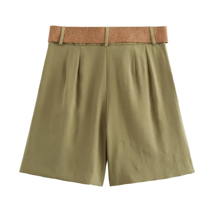 Y2K High Waist Baggy Shorts for Women with Belt