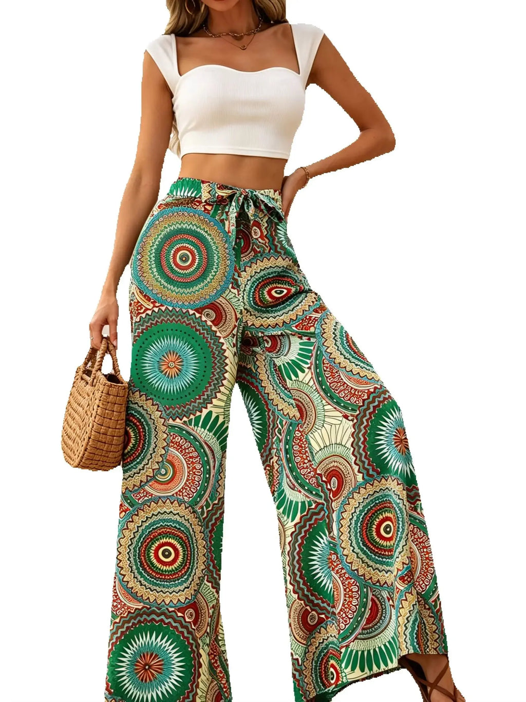 Printed Wide Leg Pants for Women by MALEY LifeStyle