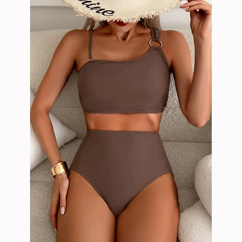 High Waisted Bikini Set for Women with Thin Straps