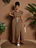 Elegant Plus-Size Two-Piece Set with Flare Sleeves