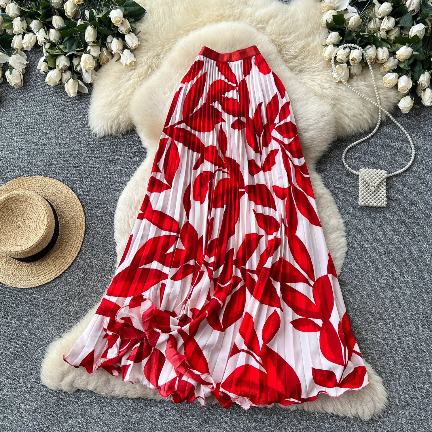 Elegant A-Line Mid Length Skirt for Women in Polyester