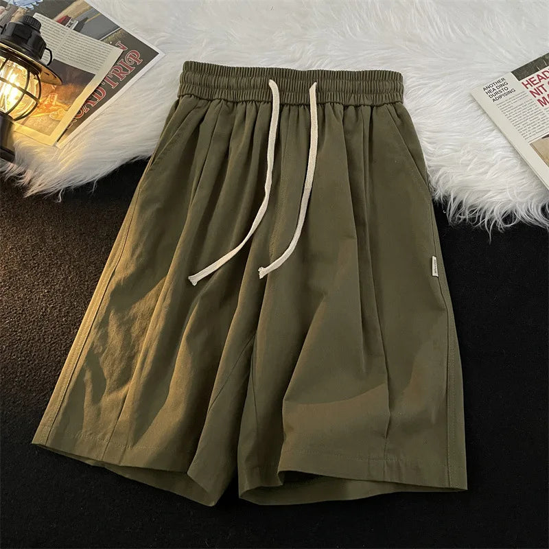 Men's Casual Drawstring Shorts in Black Green Khaki