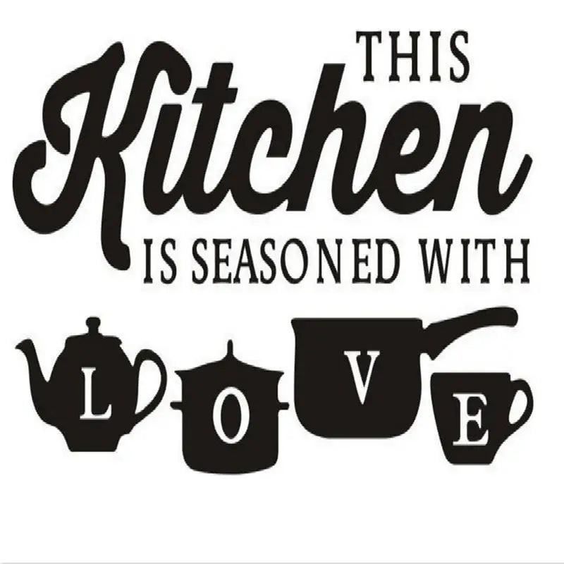 Creative PVC Kitchen Wall Stickers in Black for Home Decor