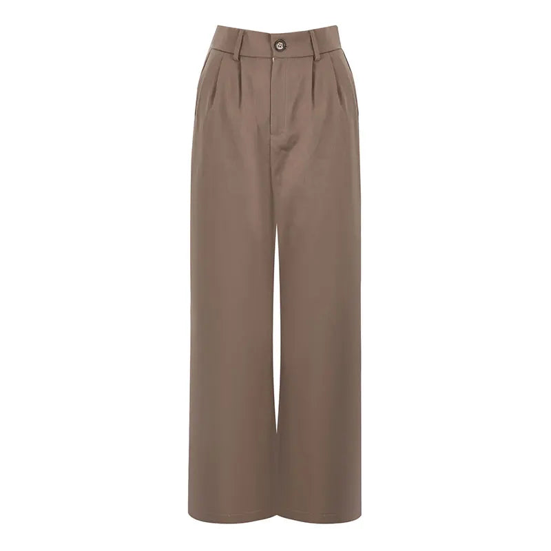 Elegant High Waist Pleated Wide Leg Pants for Women