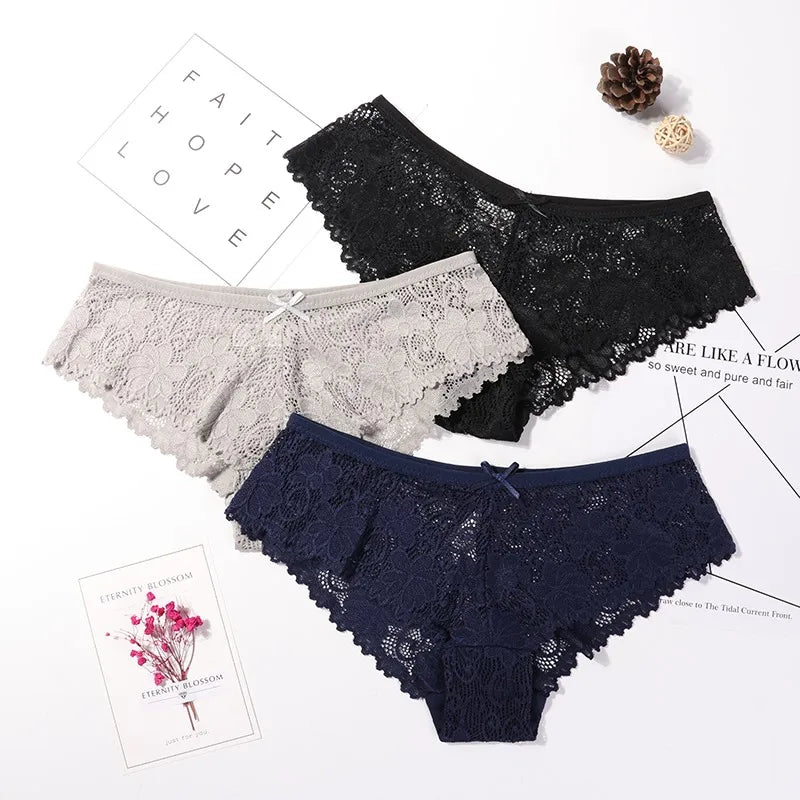 Lace Hollow Briefs Set for Women in Multiple Colors