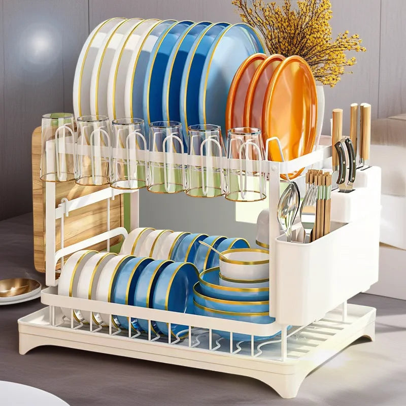 Double-layer Stainless Steel Kitchen Bowl Drain Rack