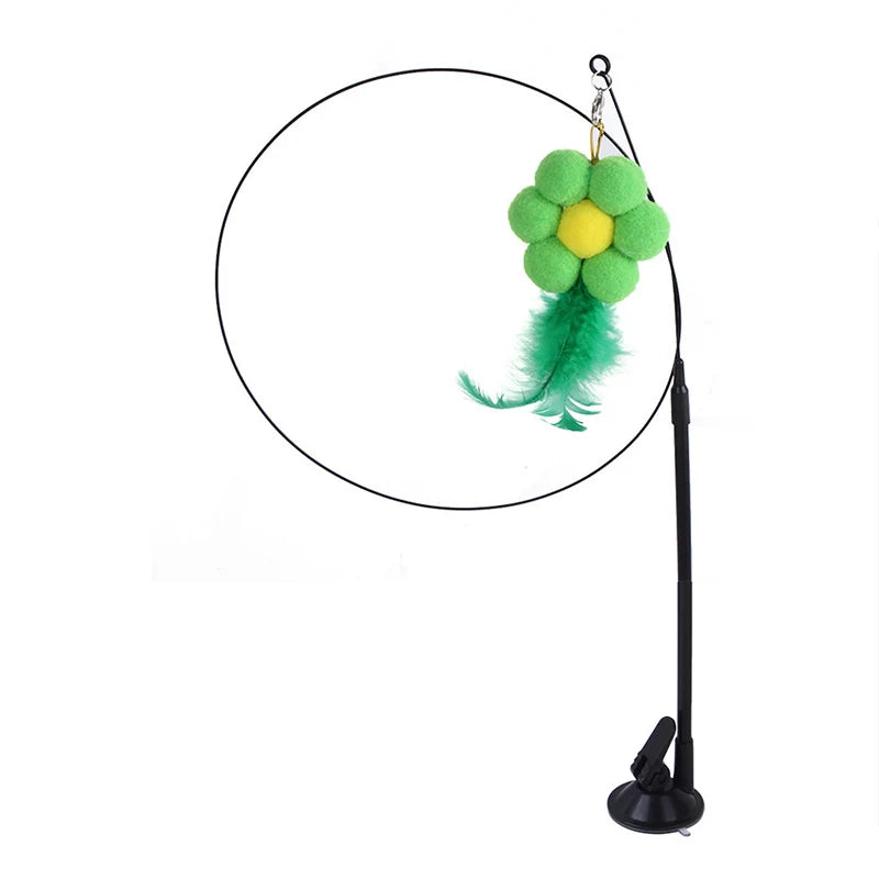 Interactive Cat Teaser Stick with Suction Cup and Removable Design