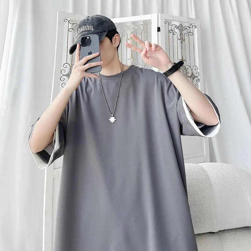 Men's Summer Solid Color 2-Piece T-Shirt and Shorts Set Casual Wear