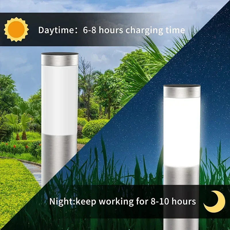 Solar Powered Garden Lights Contemporary Stainless Steel Design