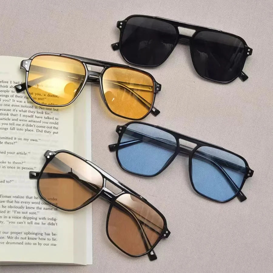 Retro Fashion Unisex Sunglasses with Black Lenses