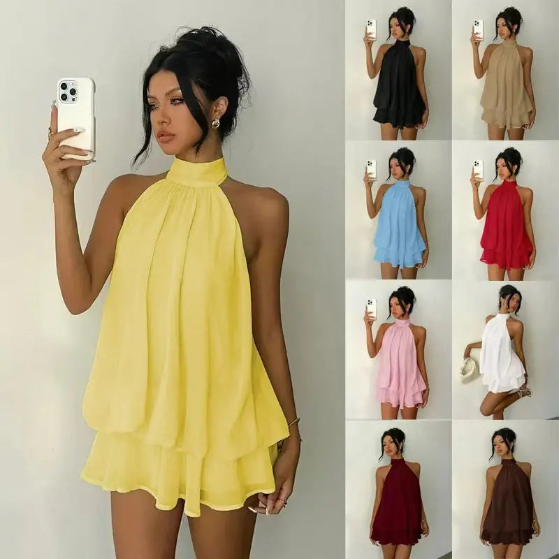 Elegant Women's A-line Beachwear Dress in Polyester