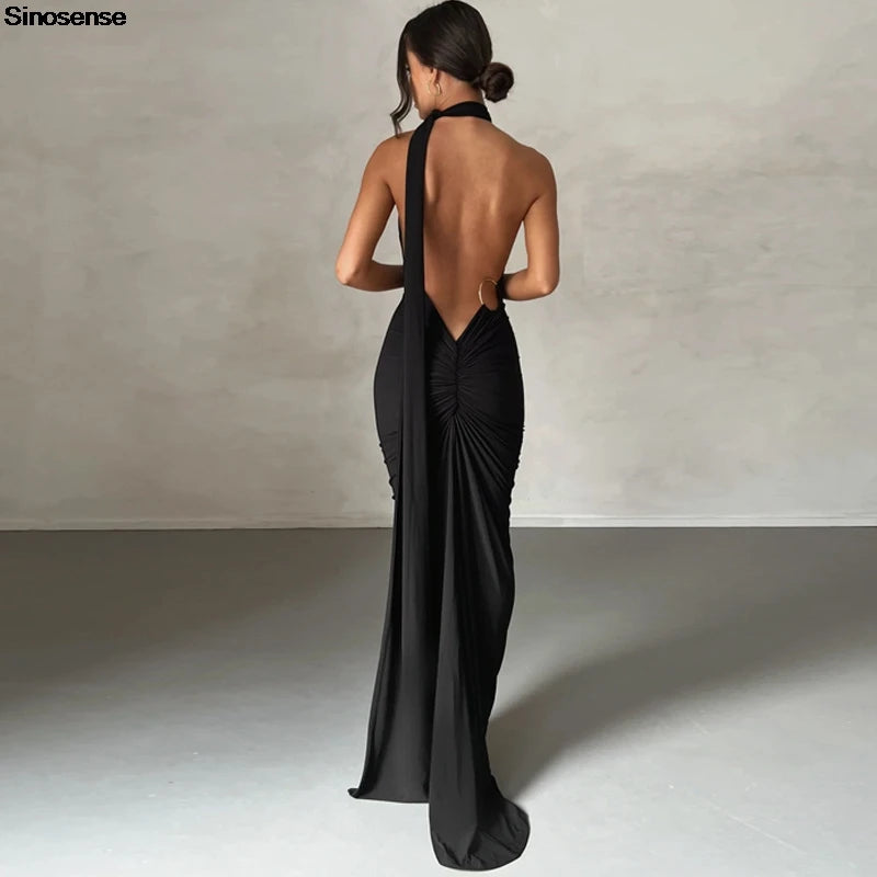 Elegant Backless Maxi Dress for Women by SINOSENSE
