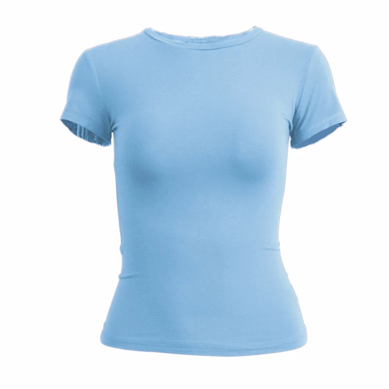 Slim Fit Women's O-Neck Polyester T-Shirt for Summer Style