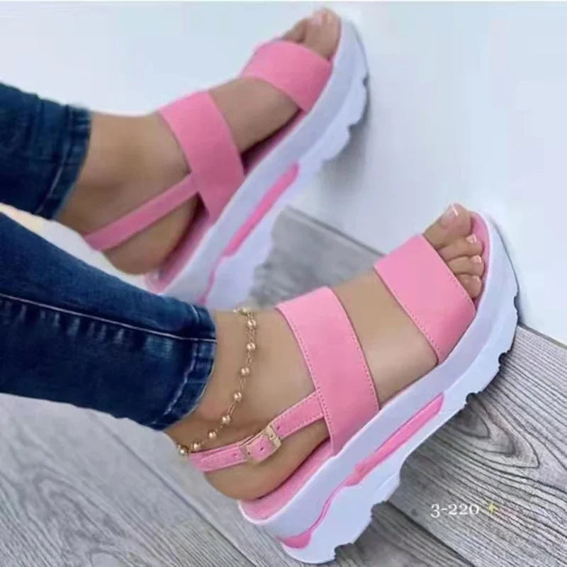 EKMT Women's Low Platform Wedge Sandals for Casual Wear