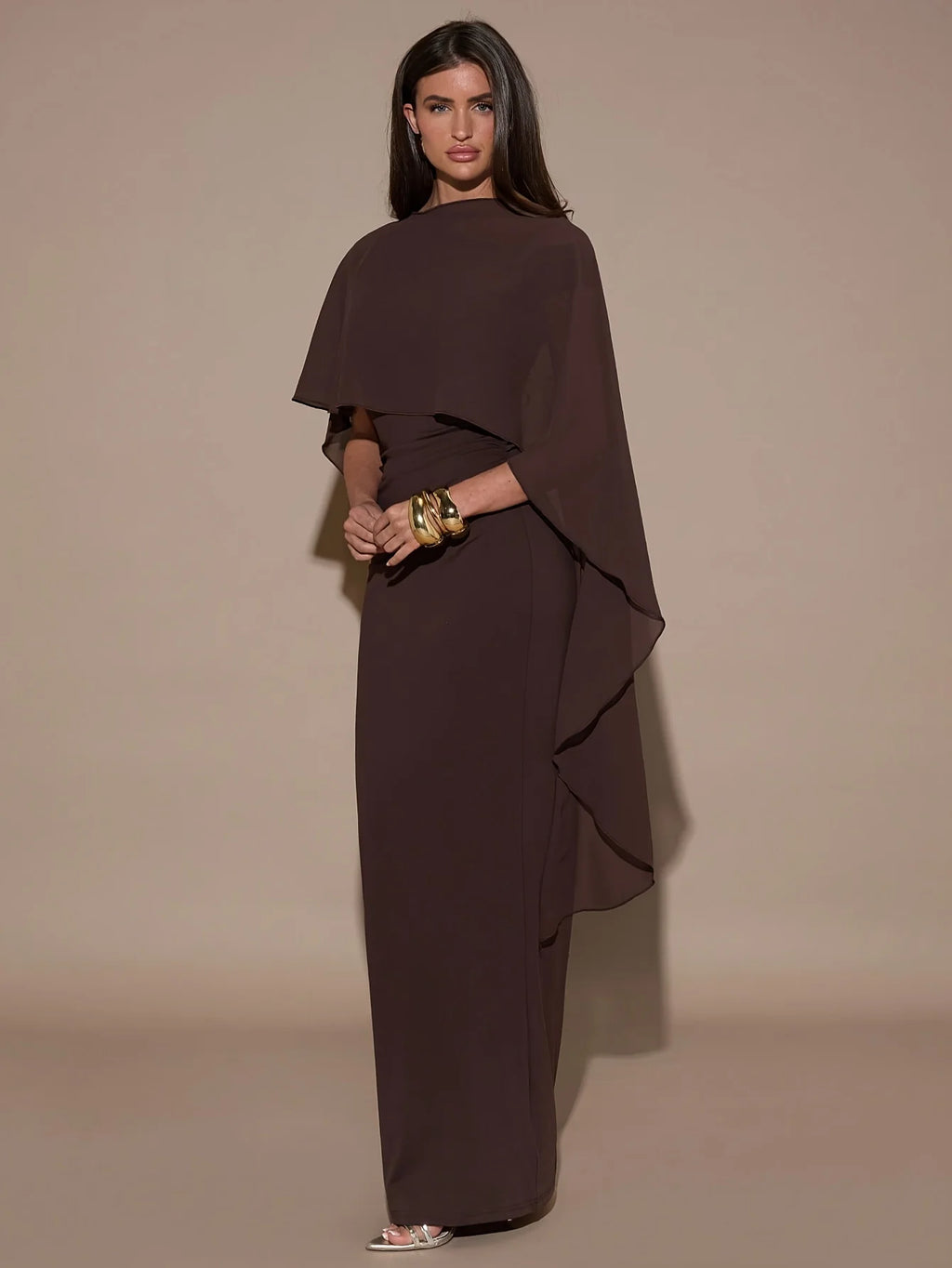 Elegant Ankle-Length Dress for Women in Polyester Blend